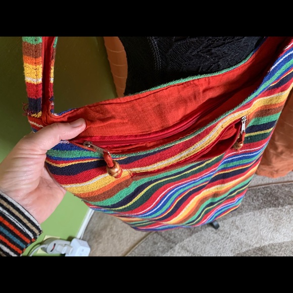 beach bag,Rainbow striped messenger bag, cross body bag - Picture 5 of 11